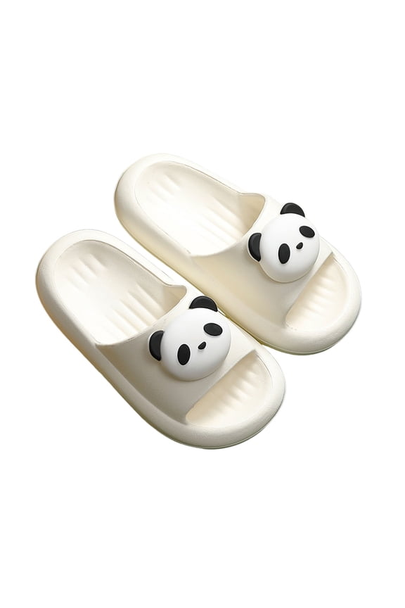 Youth Girls Slippers, Soft EVA Indoor Outdoor Casual Comfortable, Panda Print Slip On Shoes, Ages 2-12, Lightweight, Beach