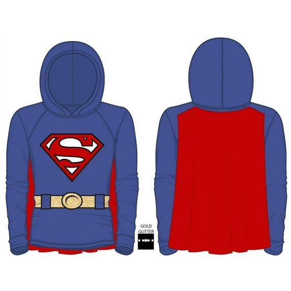 Youth Girls' Supergirl Hoodie Sweatshirt w/ Cape-X-Large