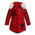 thumbnail image 1 of Youth Girls Winter Coat Heavyweight Long Puffer Jacket with Faux Fur Hood Down Parka Coat Kids Ski Jacket Outerwear, 1 of 5