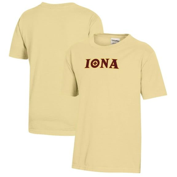 Youth  Gold Iona University Gaels Logo Comfort Wash T-Shirt