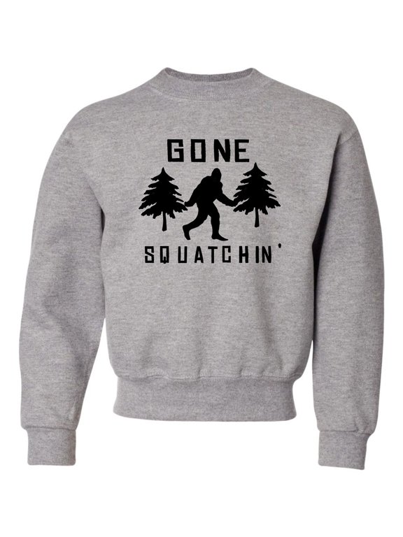 Youth Gone Squatchin' Gone Squatching Bigfoot Sasquatch Crewneck Sweatshirt