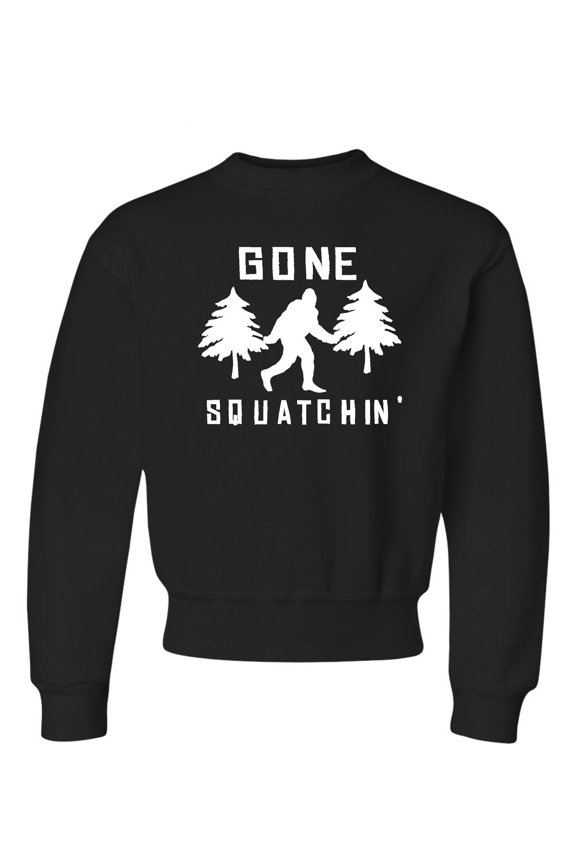 Youth Gone Squatchin' Gone Squatching Bigfoot Sasquatch Crewneck Sweatshirt