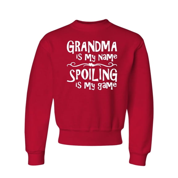 Youth Grandma Is My Name Spoiling Is My Game Crewneck Sweatshirt