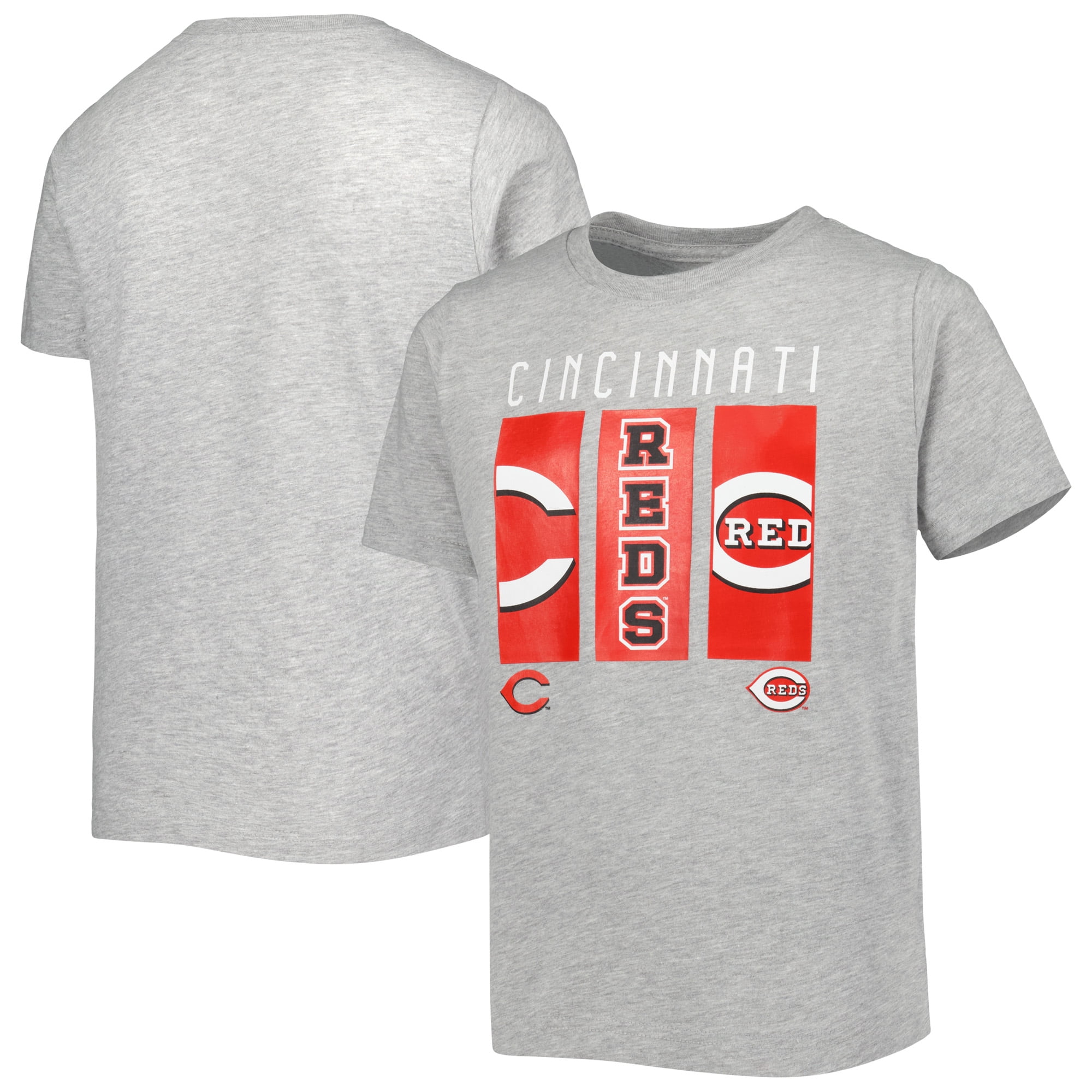 Youth Gray Cincinnati Reds Logo TShirt