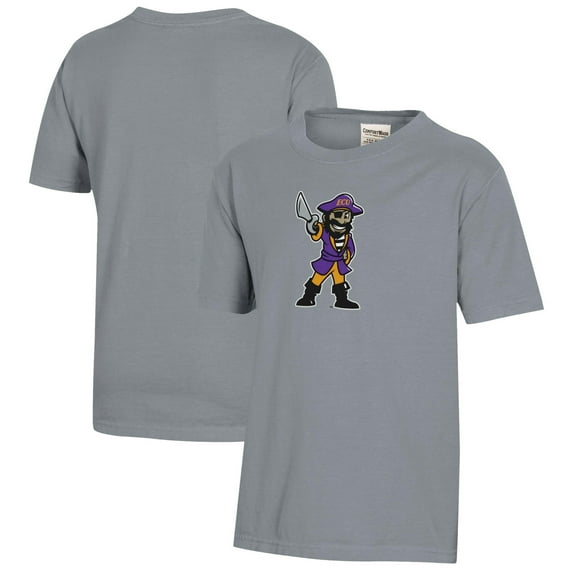 Youth Gray ECU Pirates Logo Comfort Wash T-Shirt