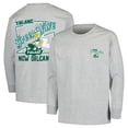 thumbnail image 1 of Youth Gray Tulane Green Wave Retro Script Long Sleeve T-Shirt, 1 of 3