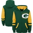 thumbnail image 1 of Youth Green Green Bay Packers Colorblock Full-Zip Hoodie, 1 of 3