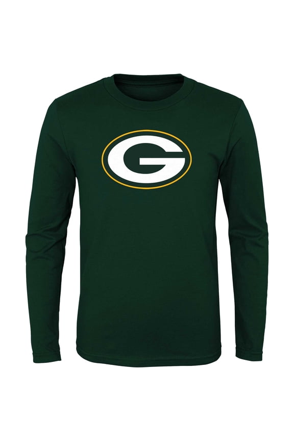 Youth Green Green Bay Packers Primary Logo Long Sleeve T-Shirt