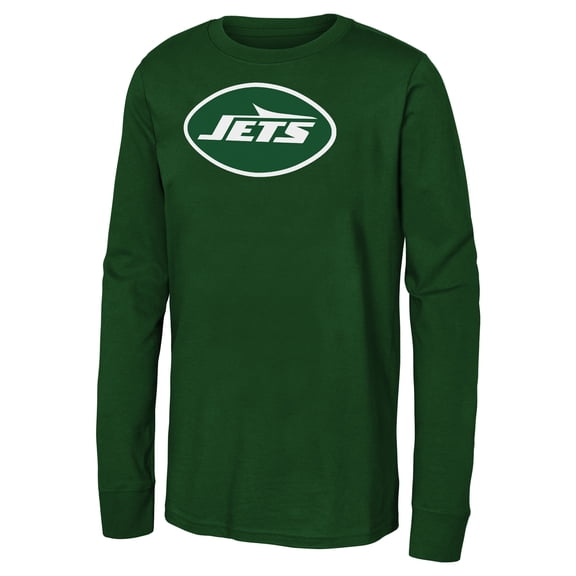 Youth Green New York Jets Primary Logo Long Sleeve T-Shirt