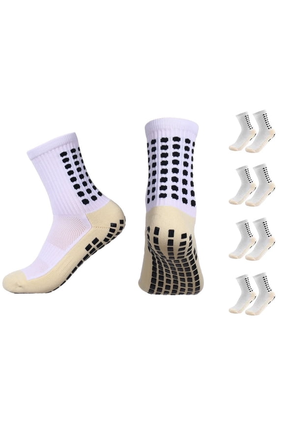 Youth Grip Soccer Socks - Boys and Girls Athletic Sport Socks for Baseball Football Basketball Hockey Rugby 4 Pairs(Age:8-18Years)