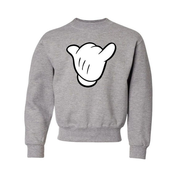 Youth Hang Loose Cartoon Hand Mickey Shaka Sign Crewneck Sweatshirt