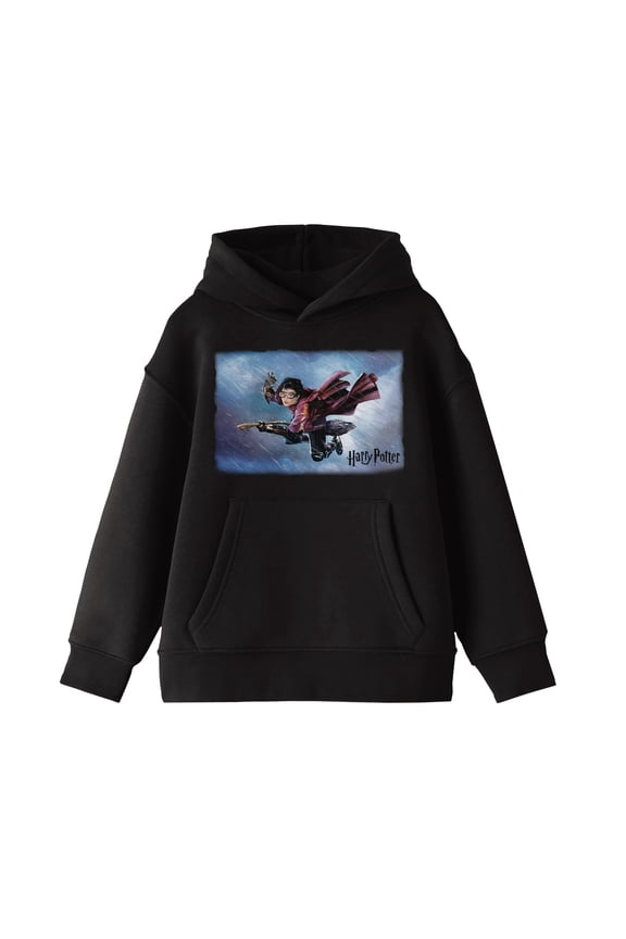 Youth Harry Potter Seeker Graphic w/ Logo Screen Print Black Hoodie-XL