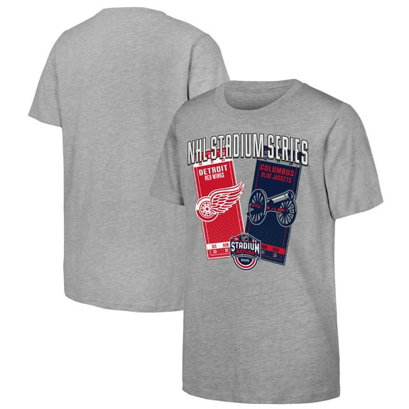 Youth  Heather Gray 2025 NHL Stadium Series Columbus Blue Jackets vs. Detroit Red Wings Matchup T-Shirt