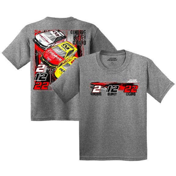 Youth Heather Gray Team Penske  Car T-Shirt