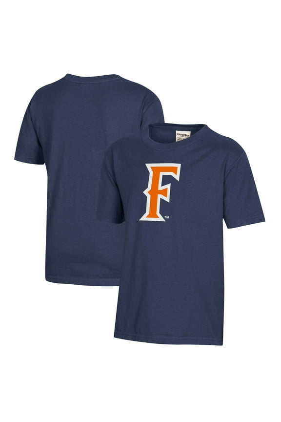 Youth Heather Navy Cal State Fullerton Titans Logo Comfort Wash T-Shirt