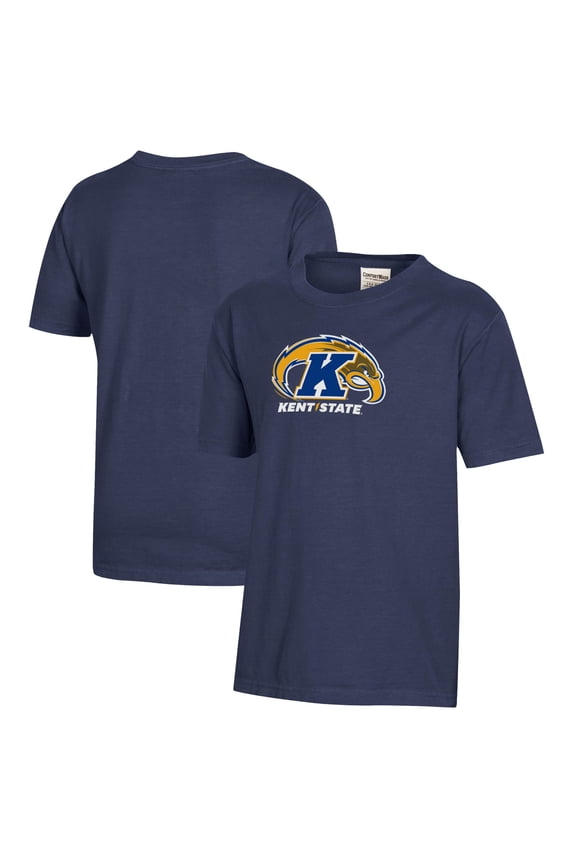 Youth Heather Navy Kent State Golden Flashes Logo Comfort Wash T-Shirt