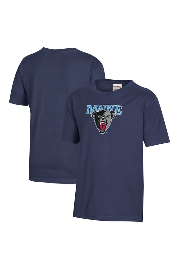 Youth Heather Navy Maine Black Bears Logo Comfort Wash T-Shirt