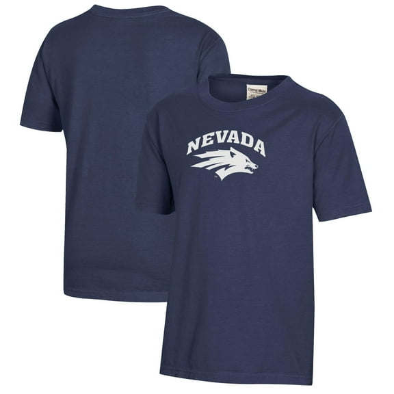 Youth  Heather Navy Nevada Wolf Pack Logo Comfort Wash T-Shirt