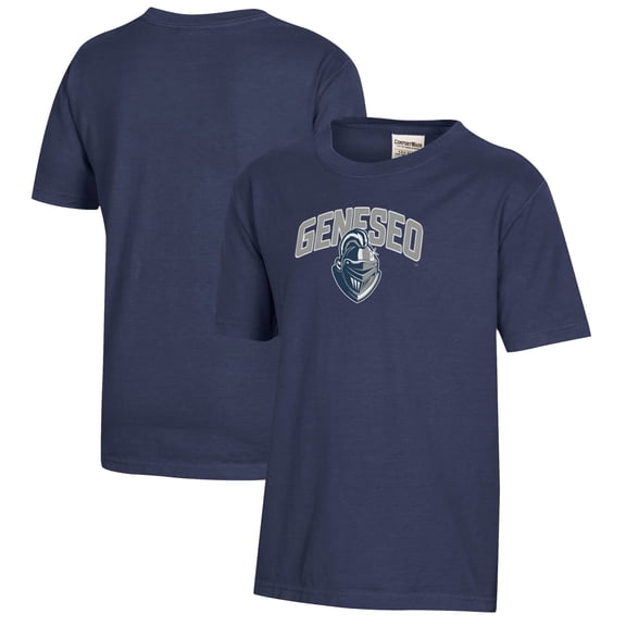 Youth Heather Navy SUNY Geneseo Knights Logo Comfort Wash T-Shirt