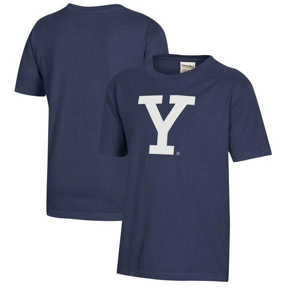 Youth Heather Navy Yale Bulldogs Logo Comfort Wash T-Shirt