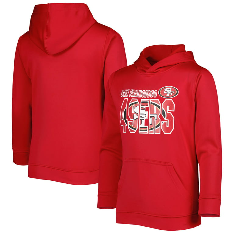 Youth Heather Scarlet San Francisco 49ers Double Logo Pullover Hoodie
