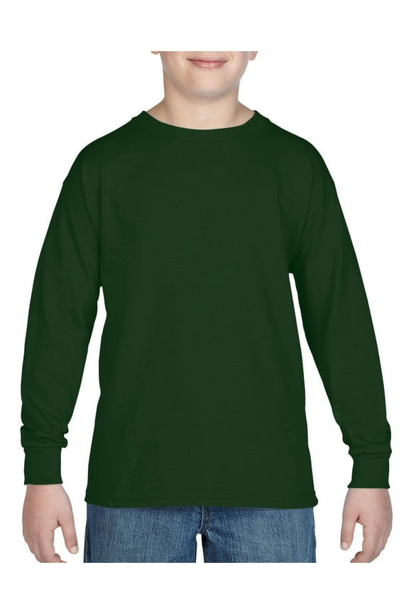 Youth Heavy Cottonâ„¢ Long-Sleeve T-Shirt - FOREST GREEN - S