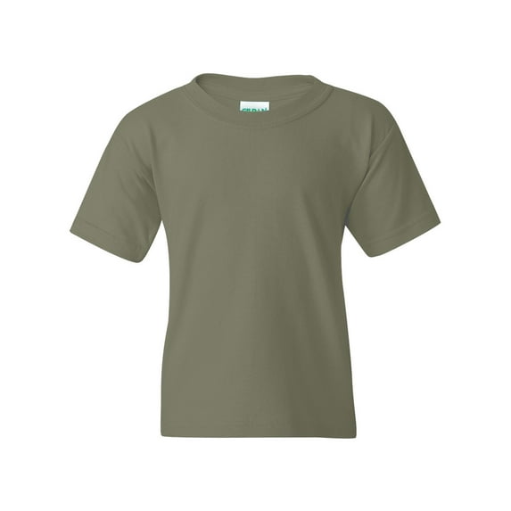 Youth Heavy Cotton Multi Color T-Shirt Color Military Green Small Size