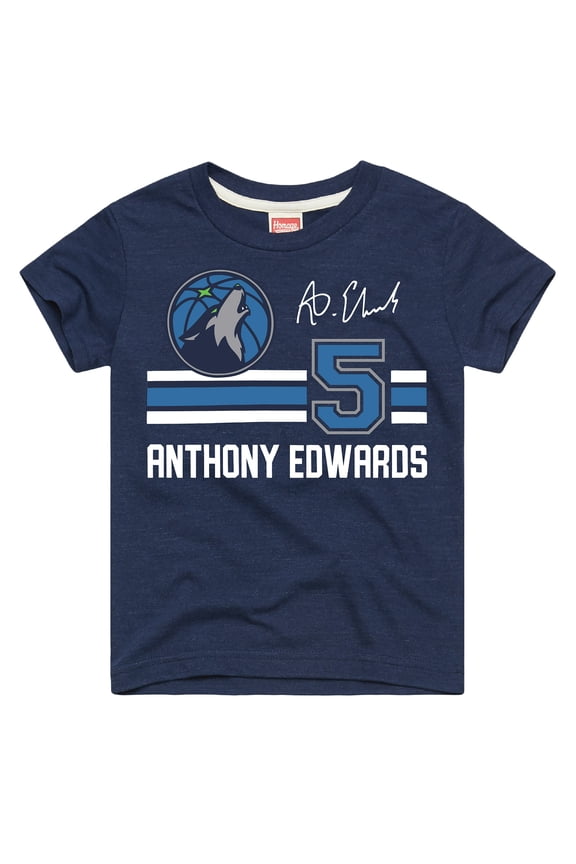 Youth Homage Anthony Edwards Navy Minnesota Timberwolves Remix Signature Name & Number Tri-Blend T-Shirt