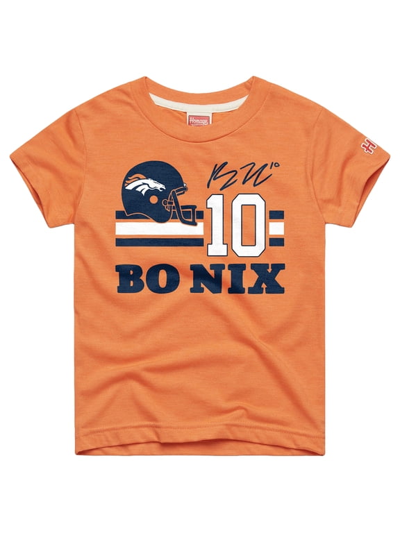Youth Homage Bo Nix Orange Denver Broncos Remix Signature Tri-Blend T-Shirt
