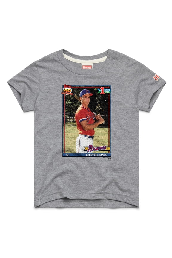 Youth Homage Chipper Jones Gray Atlanta Braves Topps Baseball Card Tri-Blend T-Shirt