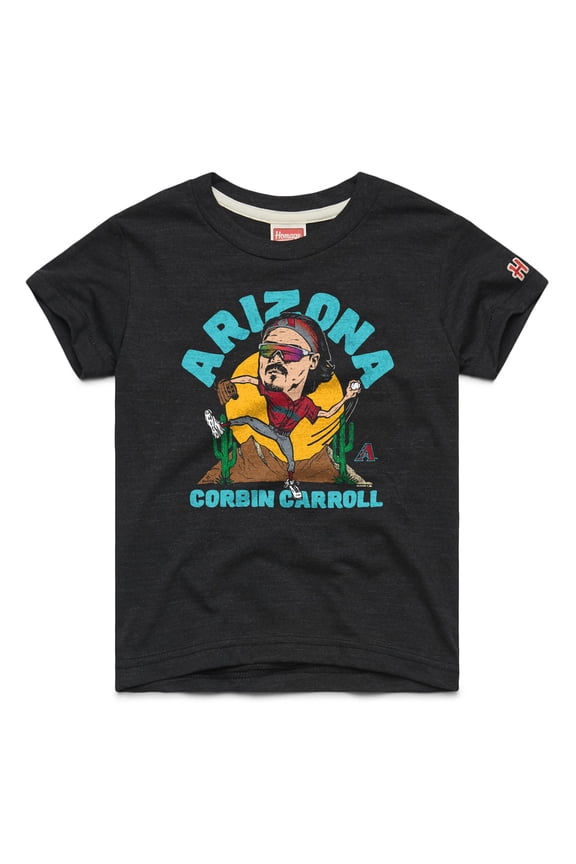 Youth Homage Corbin Carroll Charcoal Arizona Diamondbacks Caricature Tri-Blend T-Shirt