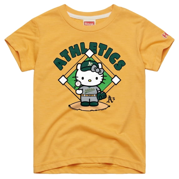 Youth Homage Gold Athletics Hello Kitty x MLB Tri-Blend T-Shirt