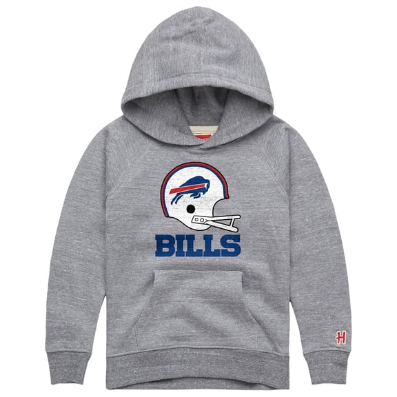 Youth Homage Gray Buffalo Bills Big Helmet Tri-Blend Hoodie