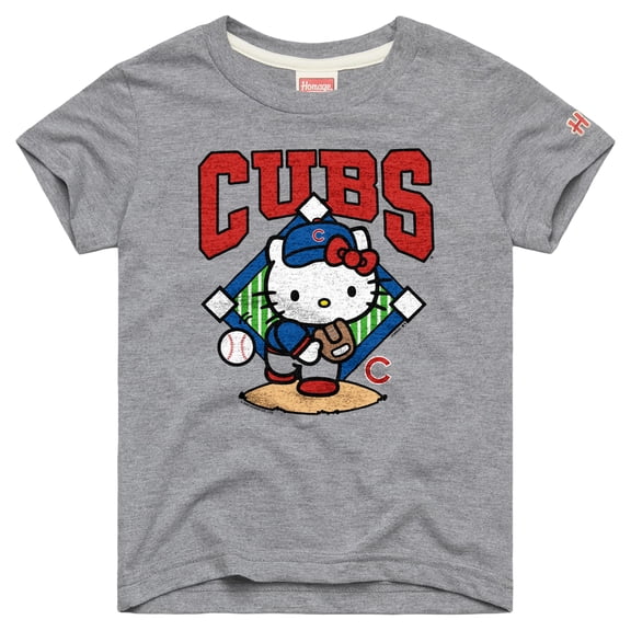 Youth Homage Gray Chicago Cubs Hello Kitty x MLB Tri-Blend T-Shirt