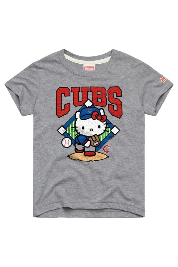 Youth Homage Gray Chicago Cubs Hello Kitty x MLB Tri-Blend T-Shirt