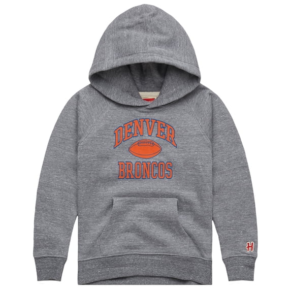 Youth Homage Gray Denver Broncos Gridiron Tri-Blend Hoodie