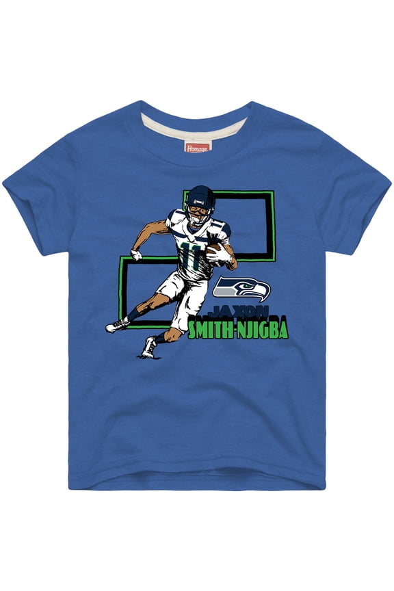 Youth Homage Jaxon Smith-Njigba Royal Seattle Seahawks  Draft Tri-Blend T-Shirt