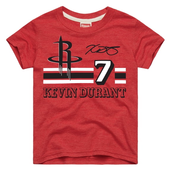 Youth Homage Kevin Durant Red Houston Rockets Remix Signature Name & Number Tri-Blend T-Shirt