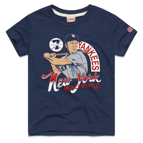 Youth Homage Mickey Mantle Navy New York Yankees Cooperstown Collection Player Graphic Tri-Blend T-Shirt