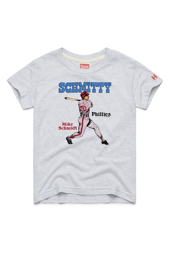 Youth Homage Mike Schmidt Ash Philadelphia Phillies Cooperstown Collection Player Graphic Tri-Blend T-Shirt