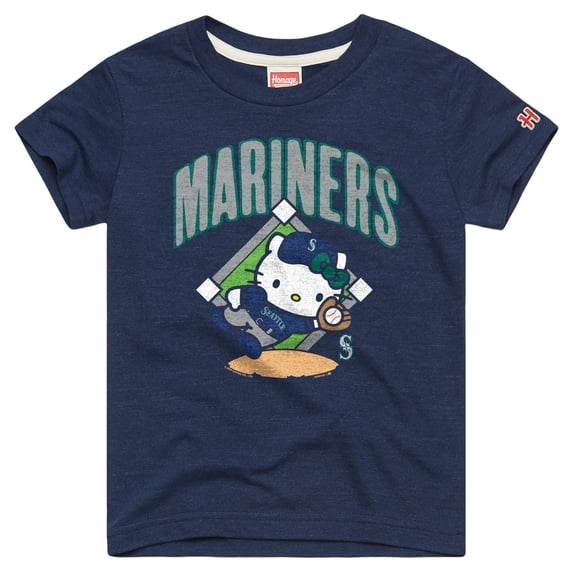 Youth Homage Navy Seattle Mariners Hello Kitty x MLB Tri-Blend T-Shirt