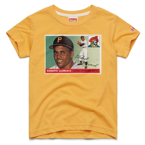 Youth Homage Roberto Clemente Gold Pittsburgh Pirates Topps Baseball Card Tri-Blend T-Shirt
