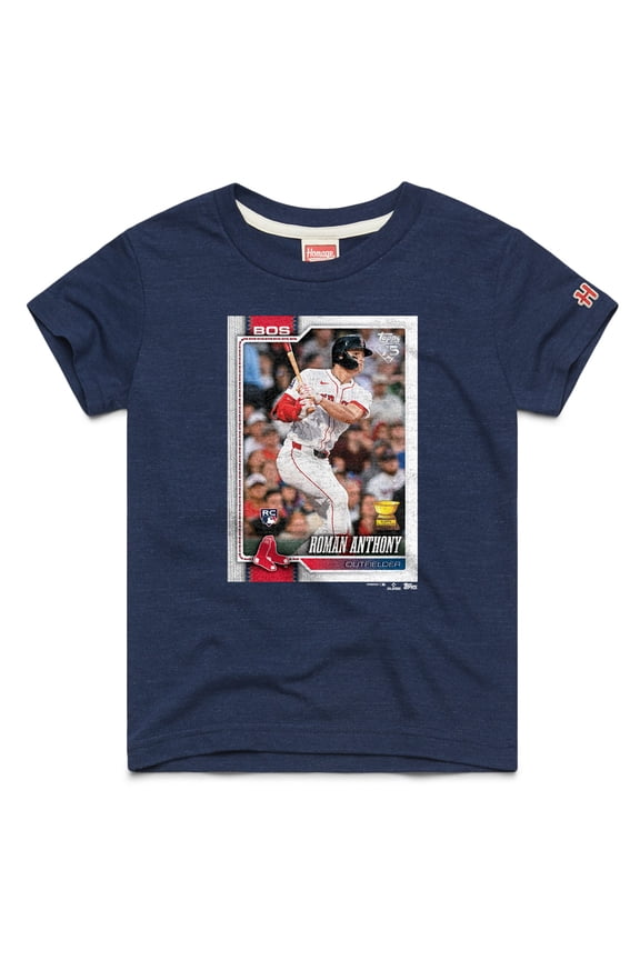 Youth Homage Roman Anthony Navy Boston Red Sox Topps Baseball Card Tri-Blend T-Shirt