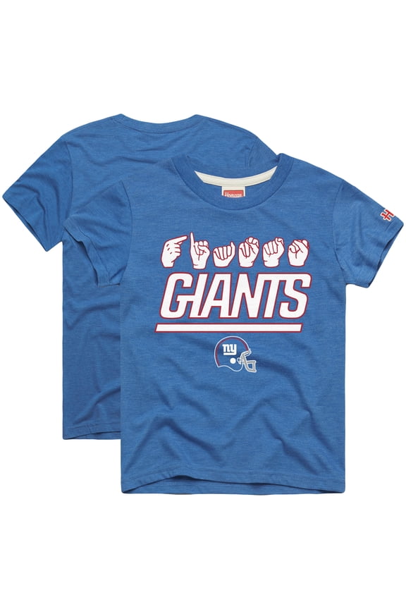 Youth Homage Royal New York Giants Love Sign x ASL 2.0 Tri-Blend T-Shirt