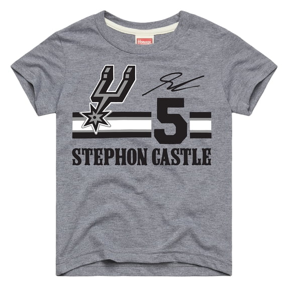 Youth Homage Stephon Castle Gray San Antonio Spurs Remix Signature Name & Number Tri-Blend T-Shirt