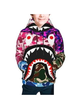 Little kids red milo shark pullover bape hoodie.