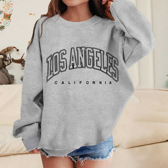 Youth Hoodies Solid Sweatshirt Long Sleeve Pullover Cute Printed Tween Girl Clothing Girls Sweatshirts Size 8-9