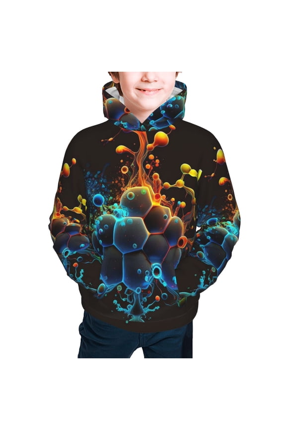 Youth Hoodies Sweashirts Kids Hooded Sweatshirt, Molecule Acid Chemistry Psychedelic