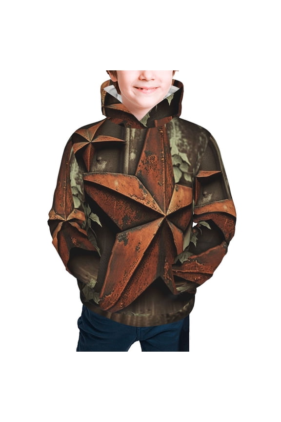 Youth Hoodies Sweashirts Kids Hooded Sweatshirt, Vintage Rusty Stars Primitive Country Rustic
