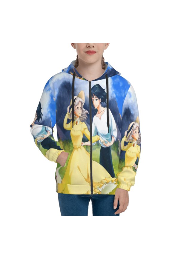 Youth Howls Moving Castl Zip Up Graphic Hoodie with Pockets Comfort Long Sleeve Soft Hoodies